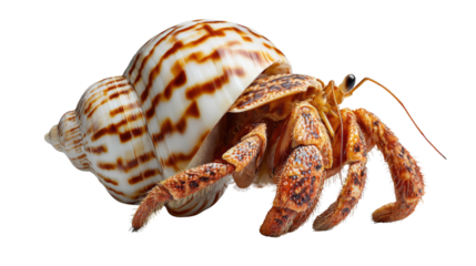 Hermit Crab in Shell: An intricate macro shot of a hermit crab in a beautiful shell. Focus on the fascinating details and textures of the creature and its chosen home.