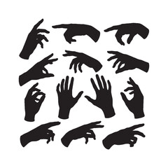 Hands Reaching Silhouettes Set