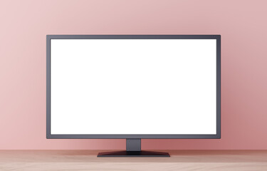 3D素材_テレビ_ピンク背景