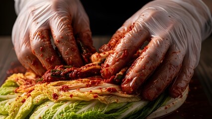Kimchi being prepared