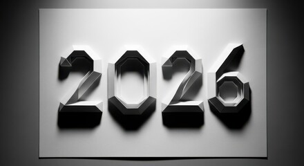 2026 year in shadowed numbers on white background