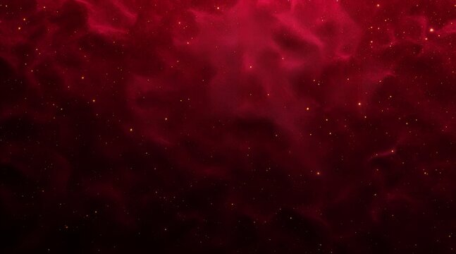 Abstract deep red nebula and glowing golden particles in dark space for a cosmic mystery concept and luxurious ambient background - Powered by Adobe
