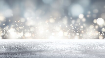 Silver Sparkling Bokeh Background with Glittery Surface for Festive and Elegant Designs