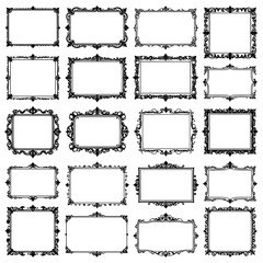 A collection of various decorative frames in a vintage, ornate style with intricate floral and scrollwork detailing