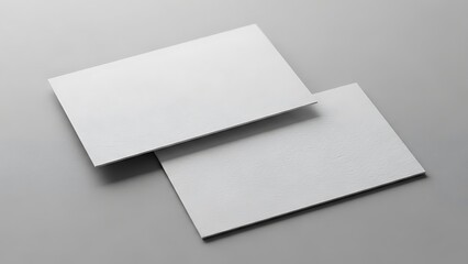 Clean blank textured paper cards mockup on a solid grey surface