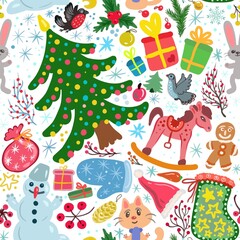 christmas seamless pattern background fabric fashion design allover print wrapping paper digital illustration art texture textile wallpaper colorful apparel image 