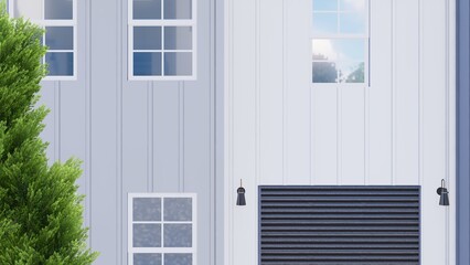 Minimalist Townhome Facade Detail with Vertical Siding