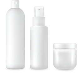 Cosmetic Bottles and Cream Jar Mockup – Blank Packaging Vector Set