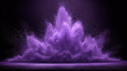 Vibrant Purple Powder Explosion Against Dark Background for Dynamic Design Projects
