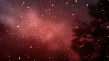 A dark abstract background with glowing red bokeh particles and ethereal mist