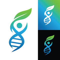 Dna Leaf Man Logo Design