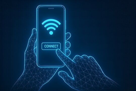 Hands interact with a glowing smartphone interface, a professional concept perfect for digital communication, smart apps, and mobile connectivity