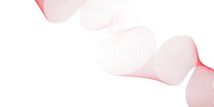 Abstract colorful wavy stripes on white background isolated, minimalistic geometric background with red gradient wavy lines form spiral ribbon. Graphic design template banner, vector illustrator.
