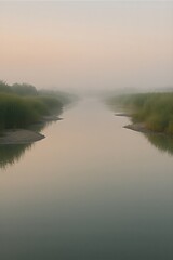 Obraz premium Reed canal in evening calm
