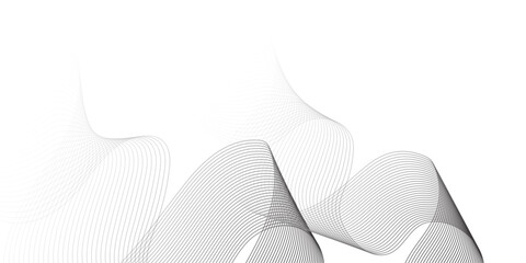 Abstract colorful wavy stripes on white background isolated, minimalistic geometric background with black gradient wavy lines form spiral ribbon. Graphic design template banner, vector illustrator.