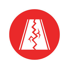 Earthquake hazard road crack warning sign vector icon Vector