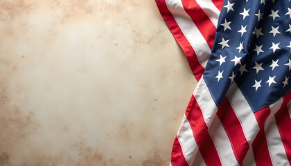 Obraz premium American flag waving with copy space on a textured background