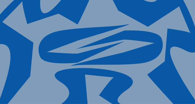 Abstract Blue Organic and Geometric Shapes with Central Symbol