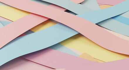 Obraz premium Pastel colored paper strips intertwined, forming an abstract and colorful geometric pattern