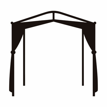 Black Silhouette of a Classic Wedding Chuppah with Soft Curtain Details