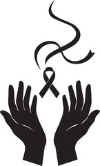 Obraz premium World aids day black ribbon rising from open hands symbolizing hope and awareness campaign