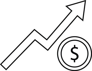 Upward Trend Chart Icon․ Business Growth, Success, and Financial Profit. Minimalist Line Graph Icon. Positive Progress and Market Development