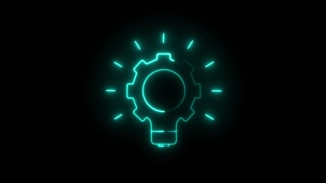 Neon animated implementation icon designed in flat icon style, Business, or Universal concept icon.with black background and video animation.