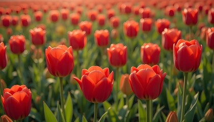 Fototapeta premium red tulips in the garden