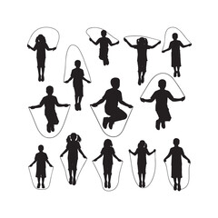 Kids Jump Rope Silhouettes Collection