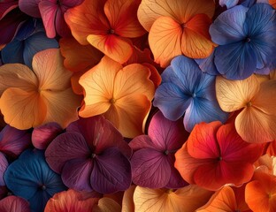 Colorful Floral Background with Vibrant Petals in Various Shades
