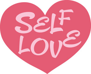 "Self Love" Quote on Pink Heart Background