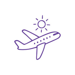 Simple Line Art Airplane Taking Off into the Sky