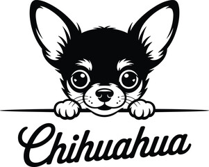 Cute Chihuahua Dog Vector Logo – Adorable Puppy Face Line Art Illustration for Branding and Design