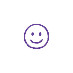 Hand Drawn Purple Smiley Face on White Background