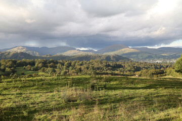 Obraz premium Lake District landscape in golden hour light, Cumbria, England 