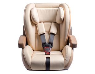 Top-Down View of Comfortable Child Car Seat with Harness System, Isolated on Transparent Background.