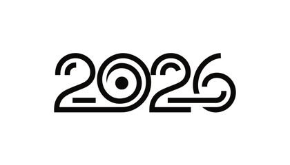 Stylized 2026 number decorative typography new year celebration isolated on white background