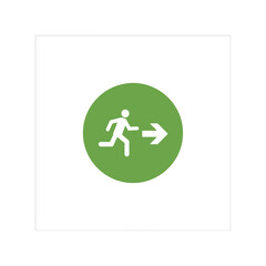 Green emergency exit sign icon | running man arrow direction Vector