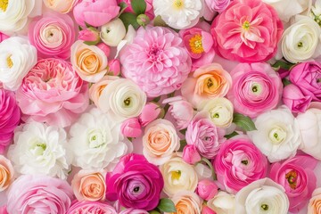 Vibrant Assortment of Colorful Flowers in Shades of Pink and White