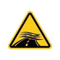 Water over road warning sign icon   flood hazard ahead vector Vector