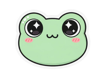 Fototapeta premium かわいい緑色のカエルの顔イラスト