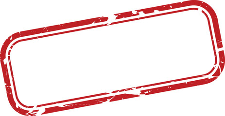 Angled red grunge rounded rectangle stamp frame ready for custom text and official document markings