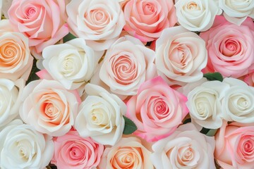 Beautiful Arrangement of Pink and White Roses in a Soft Background