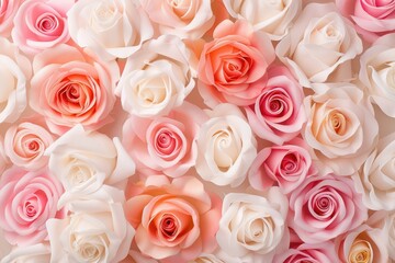 Beautiful Pattern of Soft Pink and White Roses for Floral Design