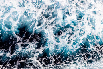 Ocean water texture. Top view of elegant water with foam. Can be used in covers, packaging, posters, textures, presentations, art and design projects. Stylish vector illustration.