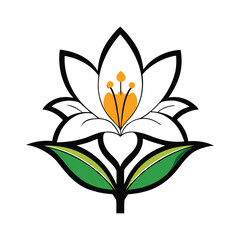 White Lotus Flower Illustration
