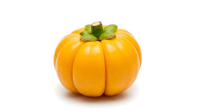 Ripe Yellow Garcinia Cambogia Fruit Isolated.