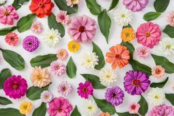 Colorful Floral Arrangement with Assorted Flowers and Leaves