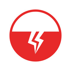 Red circle lightning bolt icon   energy power speed symbol Vector