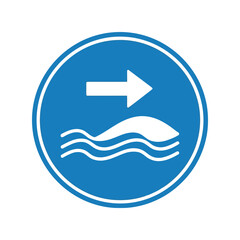 Marine water flow direction sign   right arrow navigation symbol Vector